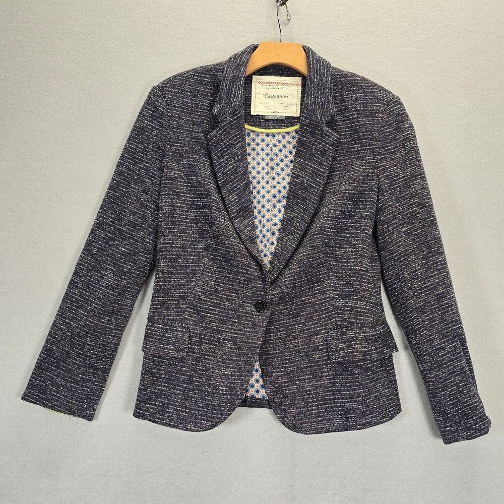 ANTHROPOLOGIE Cartonniere BLAZER Jacket MP Marled CHARCOAL Noir BLACK